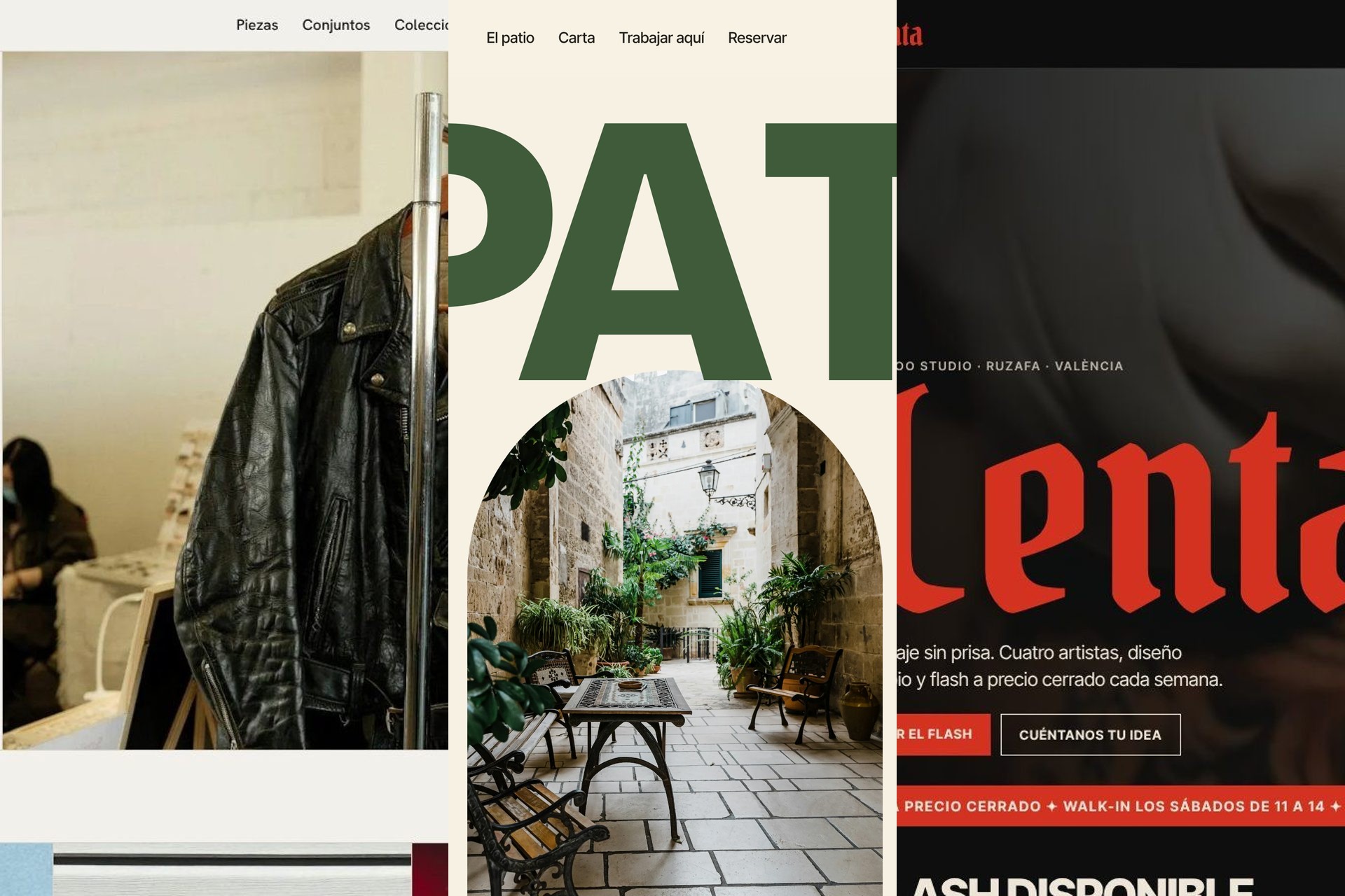 Three websites built with ATELIER: Otra Vez, Pati and Lenta