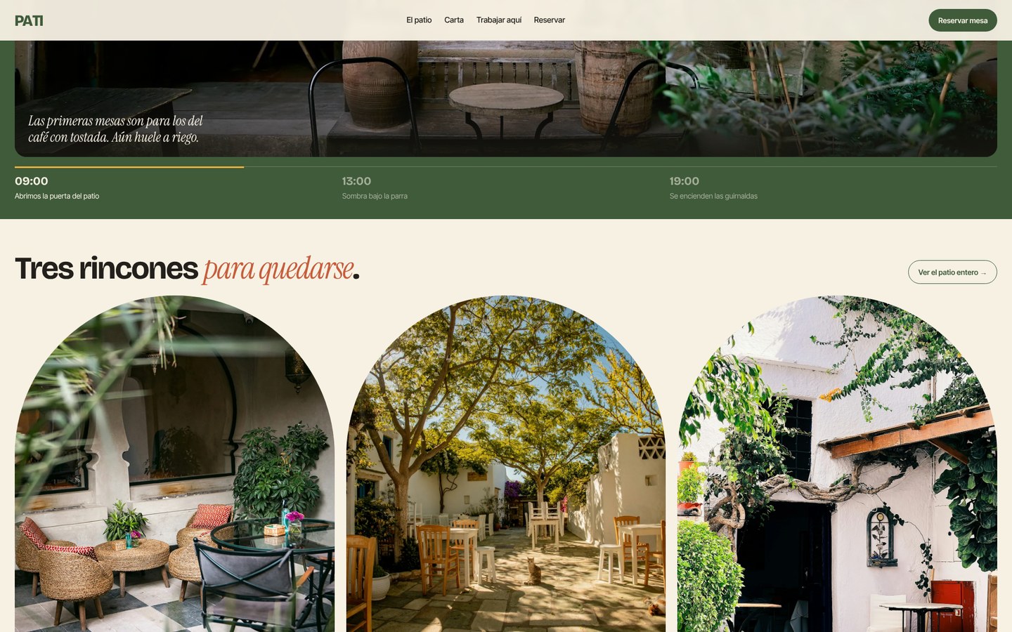 Pati homepage section