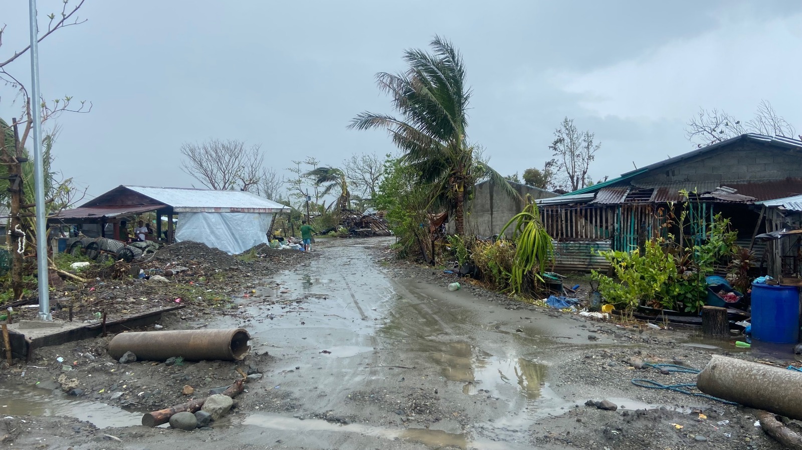 Relief team unloading organized field kits